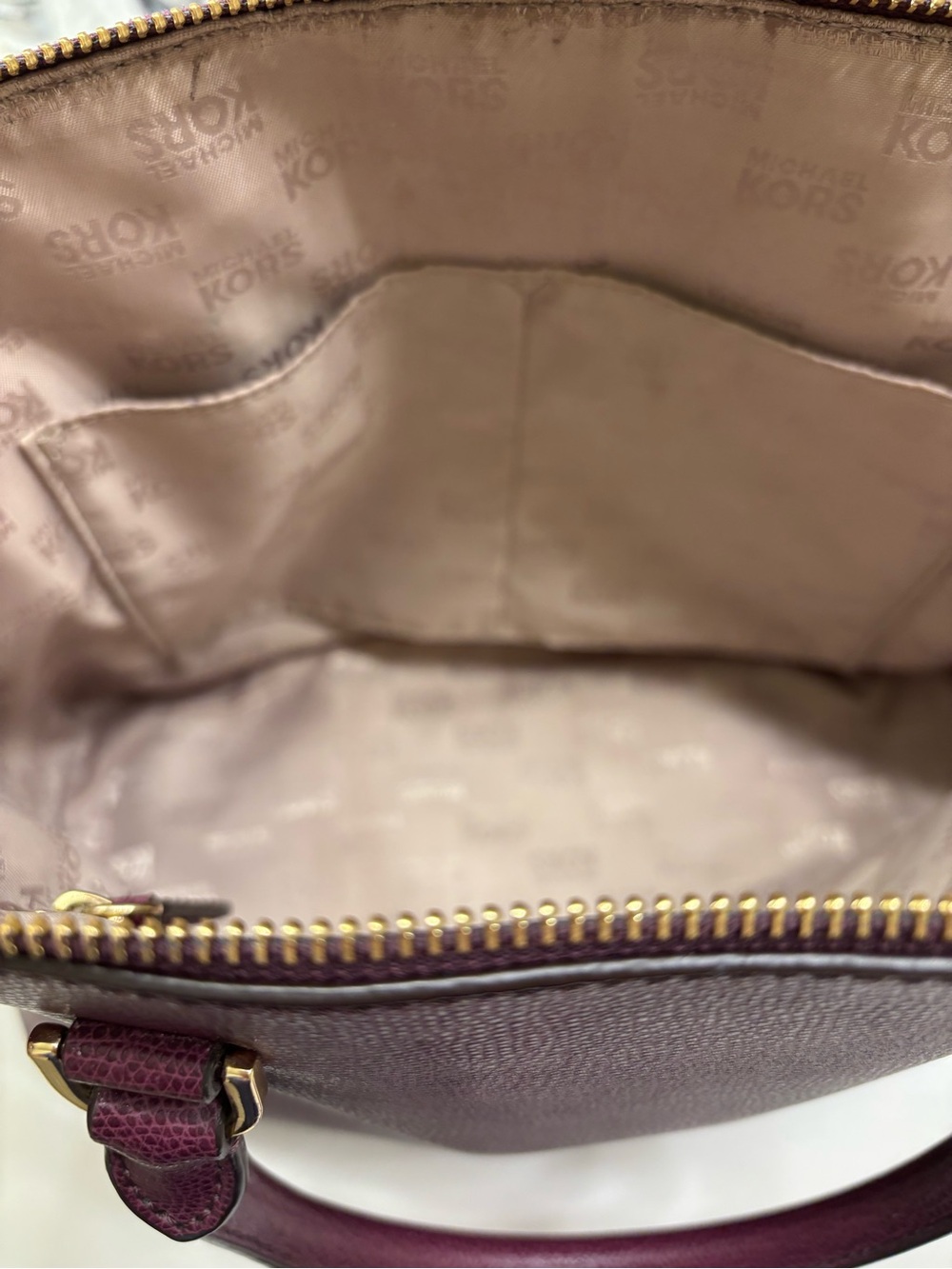 Michael Kors plum pebbled leather Cindy domed satchel - Picture 8 of 11